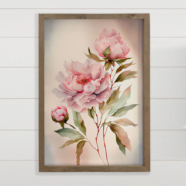 Pink Peonies - Framed Nature Decor - Farmhouse Wall Art