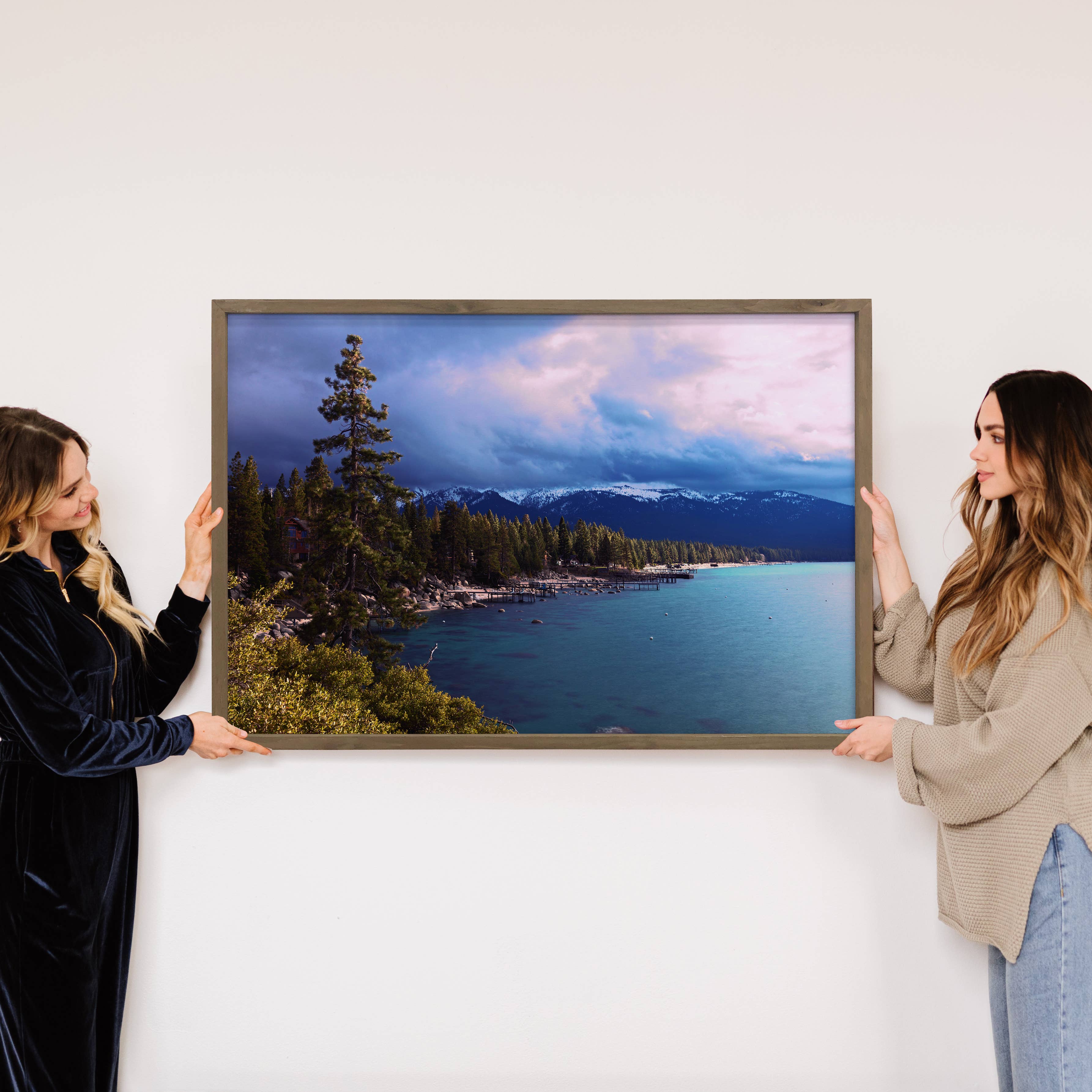 Lake Tahoe Purple Sky - Mountain Landscape Canvas Art