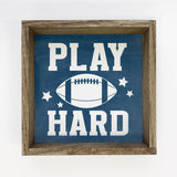 Play Hard Football - Football Canvas Word Art - Wood Framed