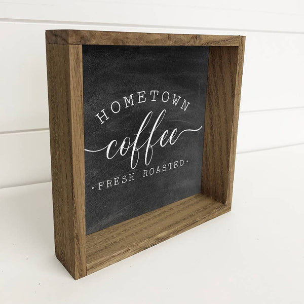 Hometown Coffee Small Canvas Sign Chalk Background