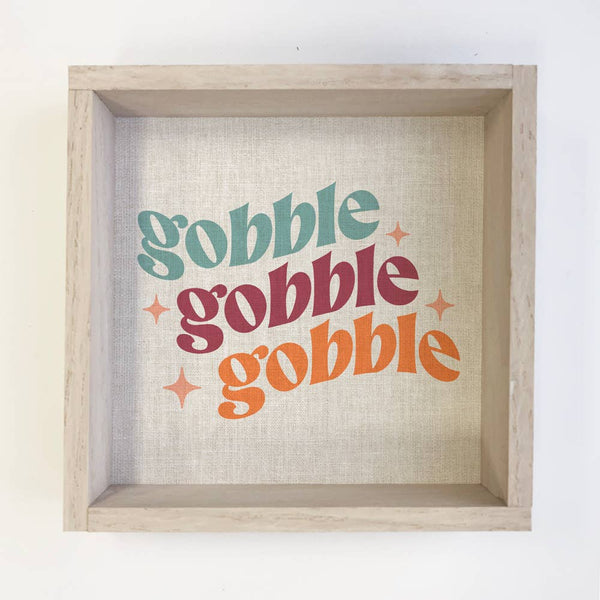 Gobble Retro Canvas Art - Thanksgiving Word Sign - Farmhouse