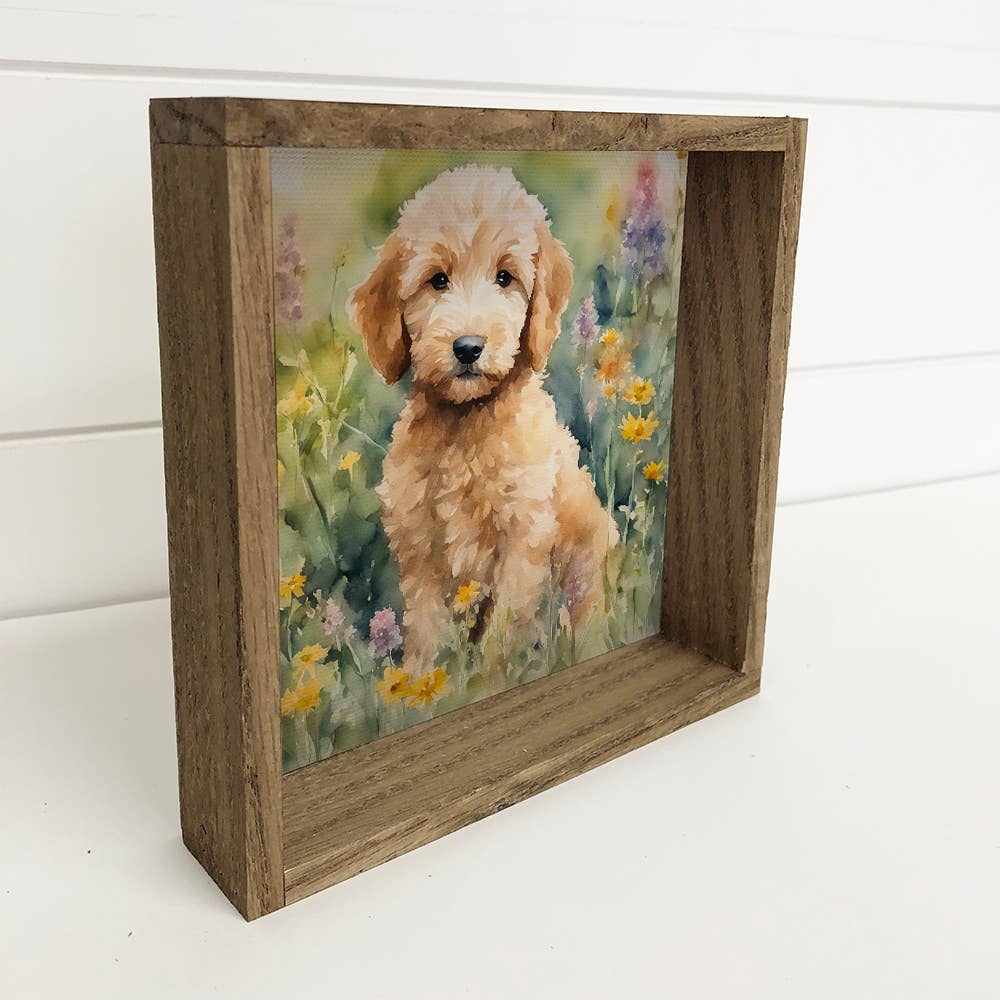 Wildflower Golden Doodle - Springtime Dog Canvas Art