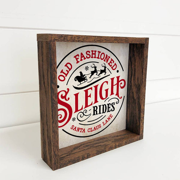 Old Fashioned Sleigh Rides - Framed Holiday Word Art - Sign