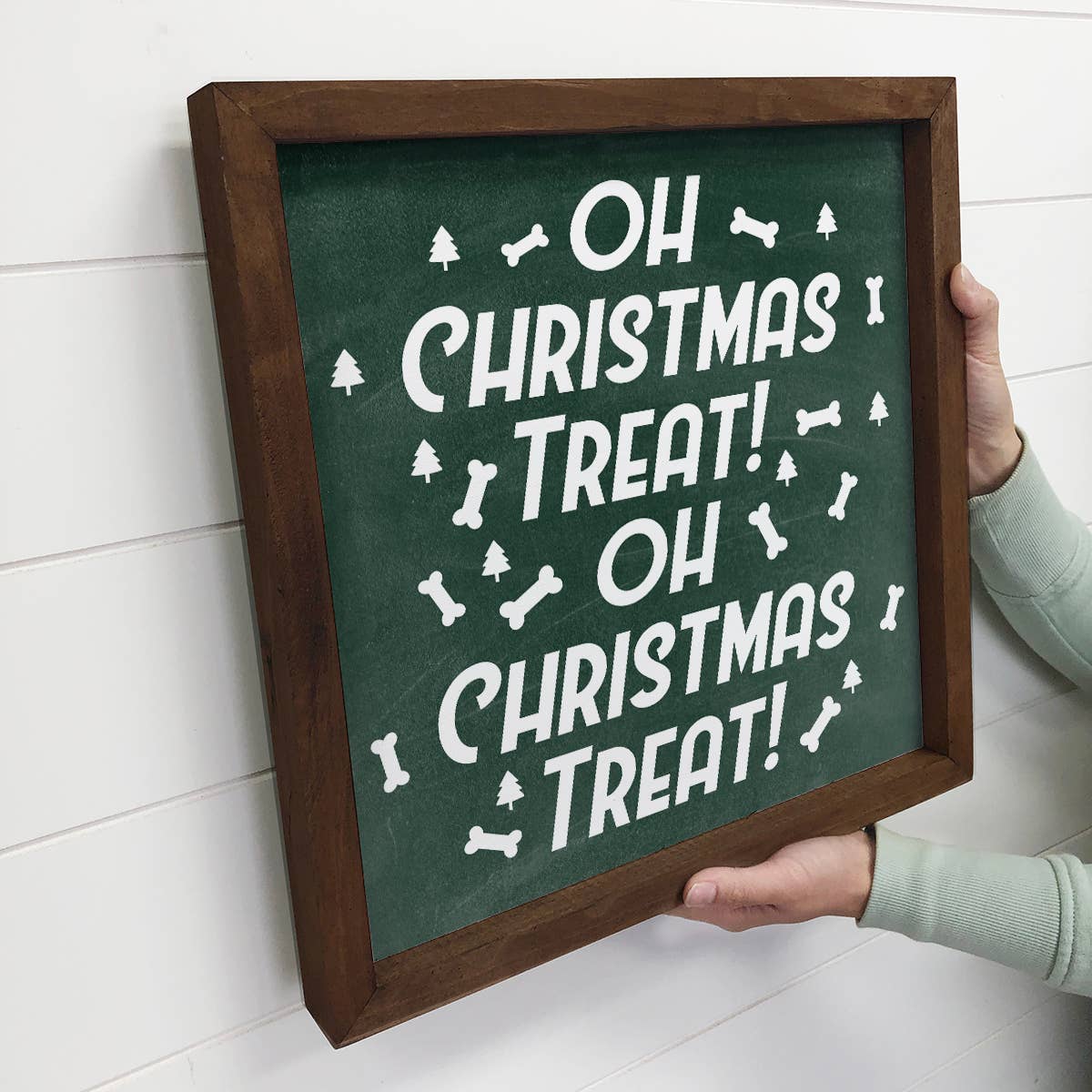 Oh Christmas Treat - Cute Holiday Dog Word Sign - Framed Art