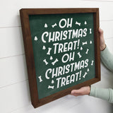 Oh Christmas Treat - Cute Holiday Dog Word Sign - Framed Art