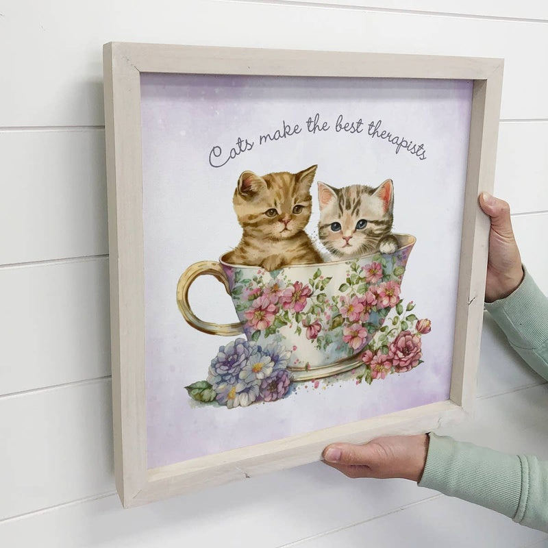 Cats Make the Best Therapists - Cute Framed Animal Decor -