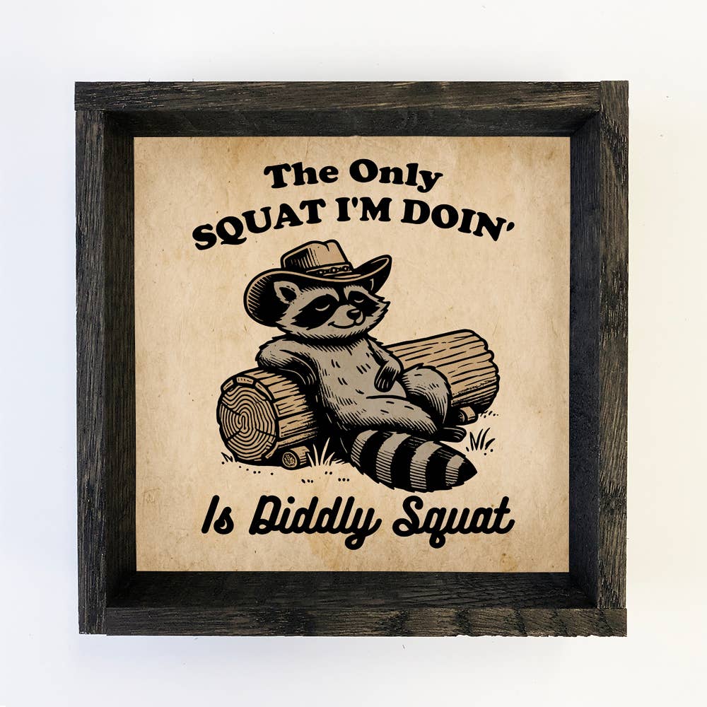 Raccoon Diddly Squat - Cute Raccoon Canvas Art - Wood Framed