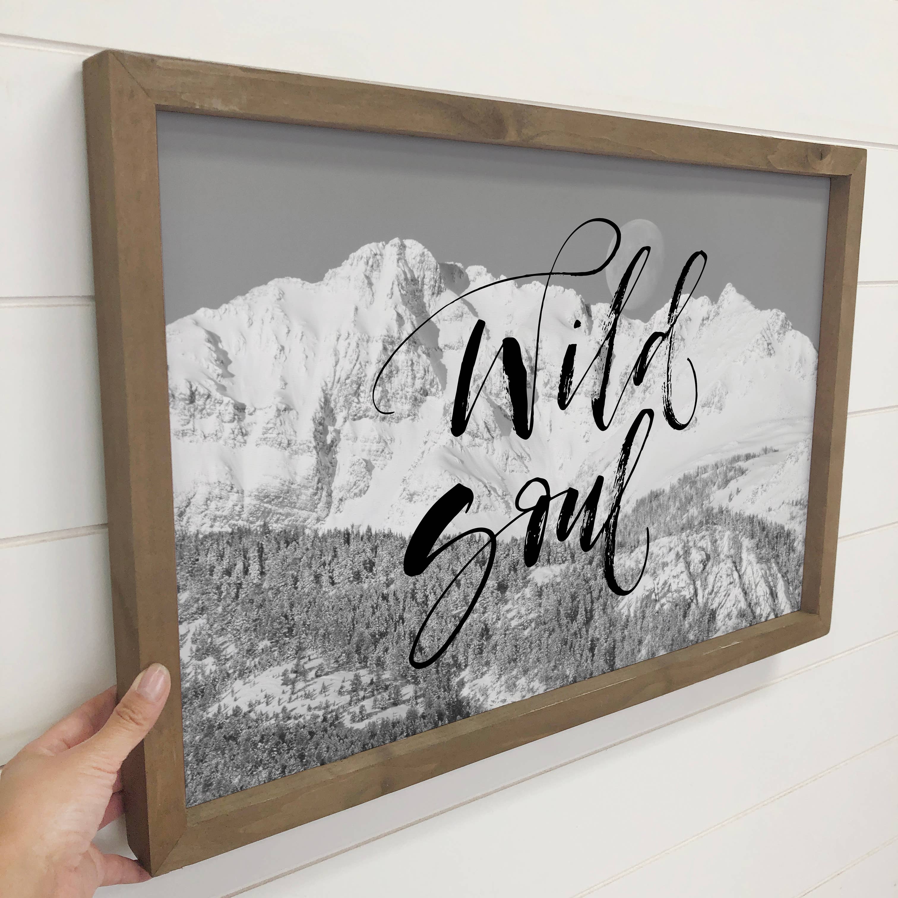 Wild Soul Mountains - Nature Word Art - Framed Canvas Art