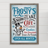 Frosty's Snowflake Cafe - Framed Holiday Word Sign - Kitchen