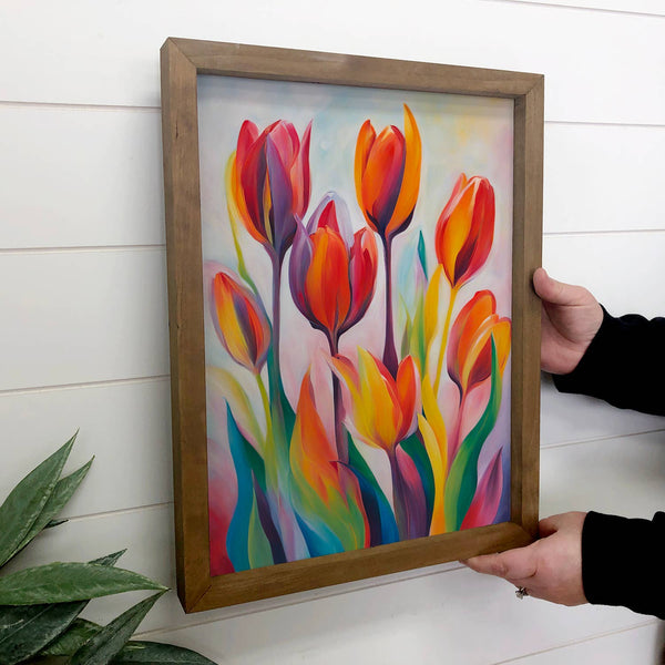 Tantalizing Tulips - Tulip Canvas Art - Wood Framed Artwork