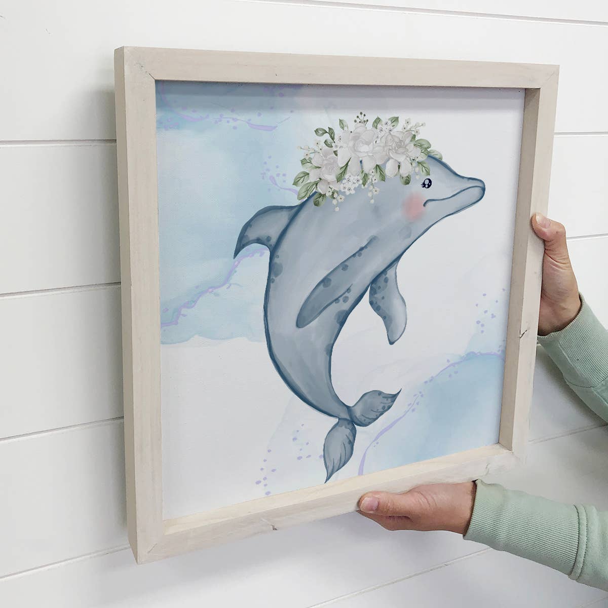 Cute Dolphin Wood Sign - Ocean Theme Room Decor Art