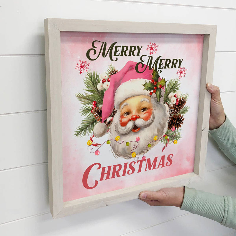 Pink Merry Merry Christmas - Cute Holiday Canvas Wall Art