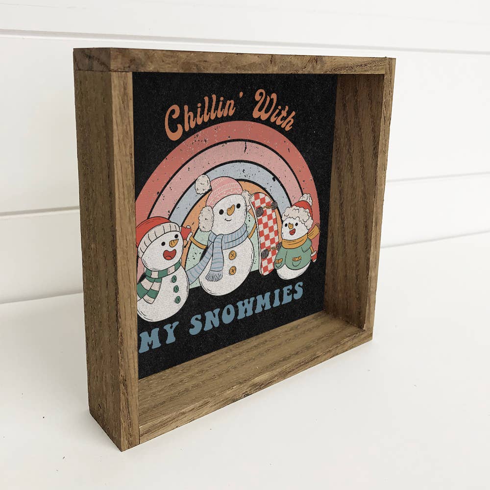 Retro Chillin' With My Snowmies - Funny Snowman Canvas Art