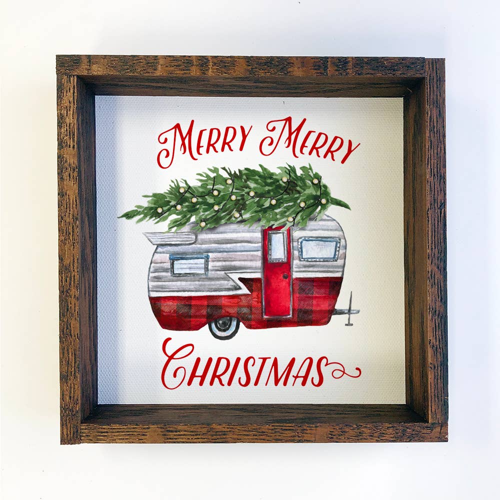 Vintage Camper Wood Sign Christmas Tree RV Home Decor Art