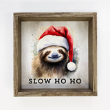 Slow Ho Ho Christmas Sloth - Cute Holiday Animal Canvas Art