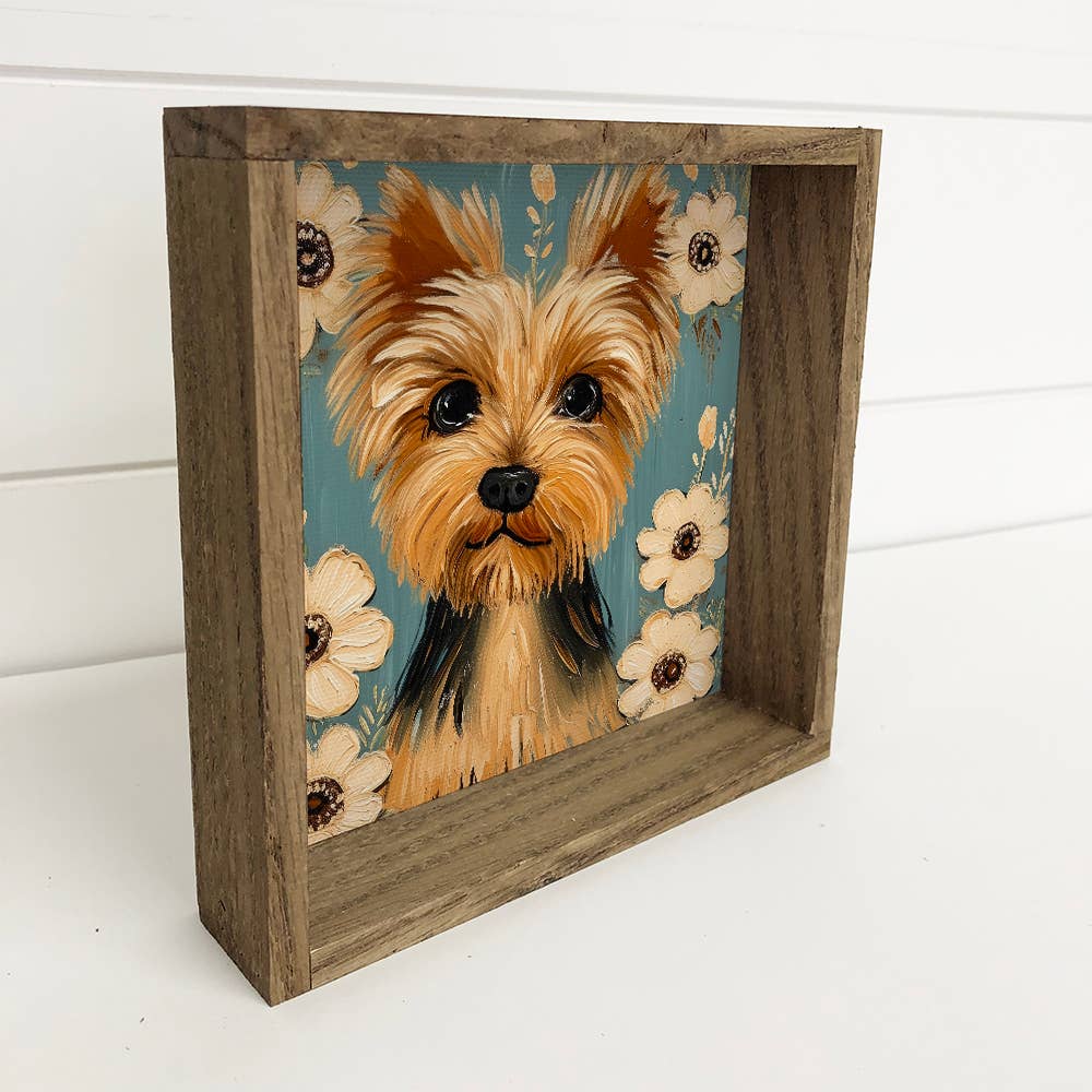 Yorkshire Terrier with Flowers - Dog and Flowers Canvas Art