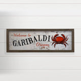 Personalized Welcome Sign - Wood Framed Rustic Crab Wall Art