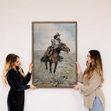 Cowgirl Lookout - Ranch House Canvas Art - Wood Framed Decor