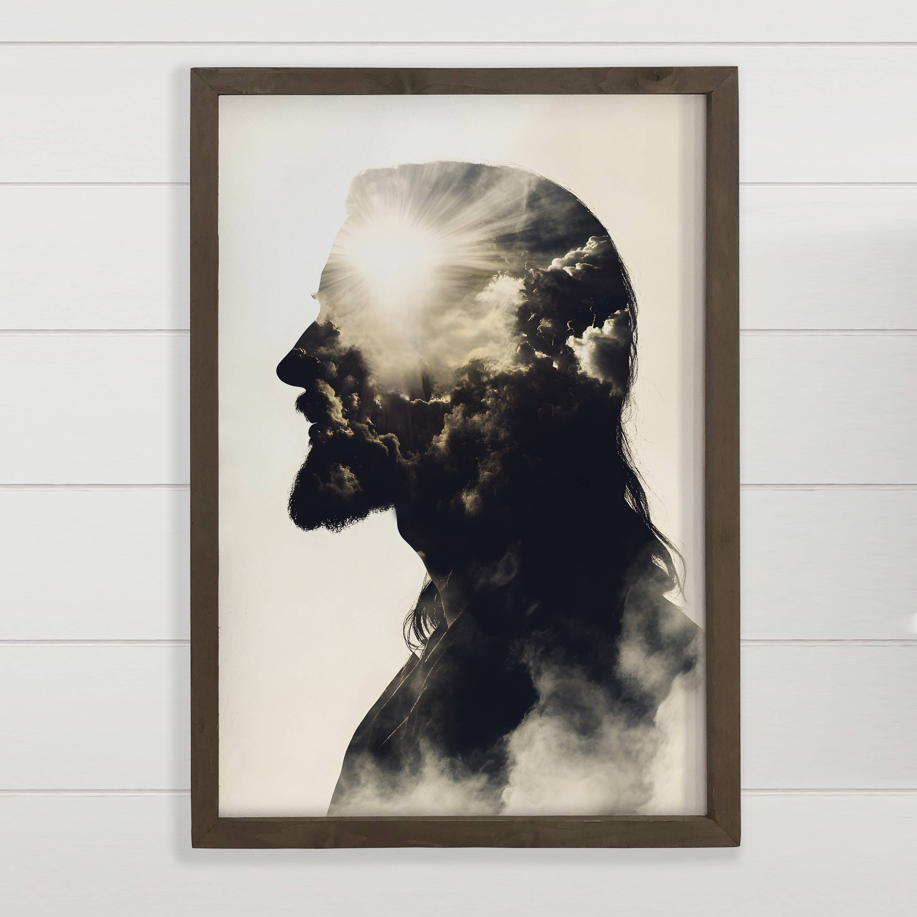 Jesus Double Exposure - Jesus Canvas Art - Wood Framed Art