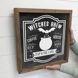 Witches Brew Coffee - Cute Halloween Sign - Canvas Frame Art