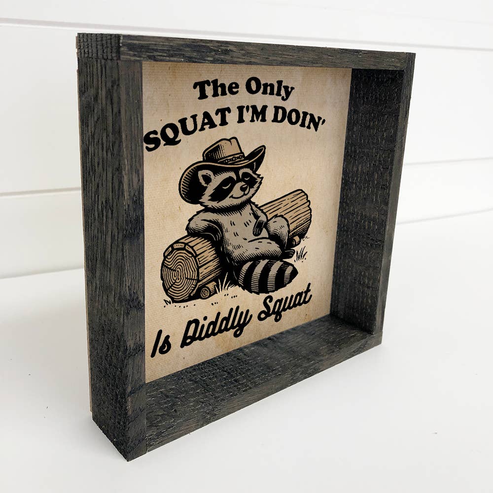 Raccoon Diddly Squat - Cute Raccoon Canvas Art - Wood Framed
