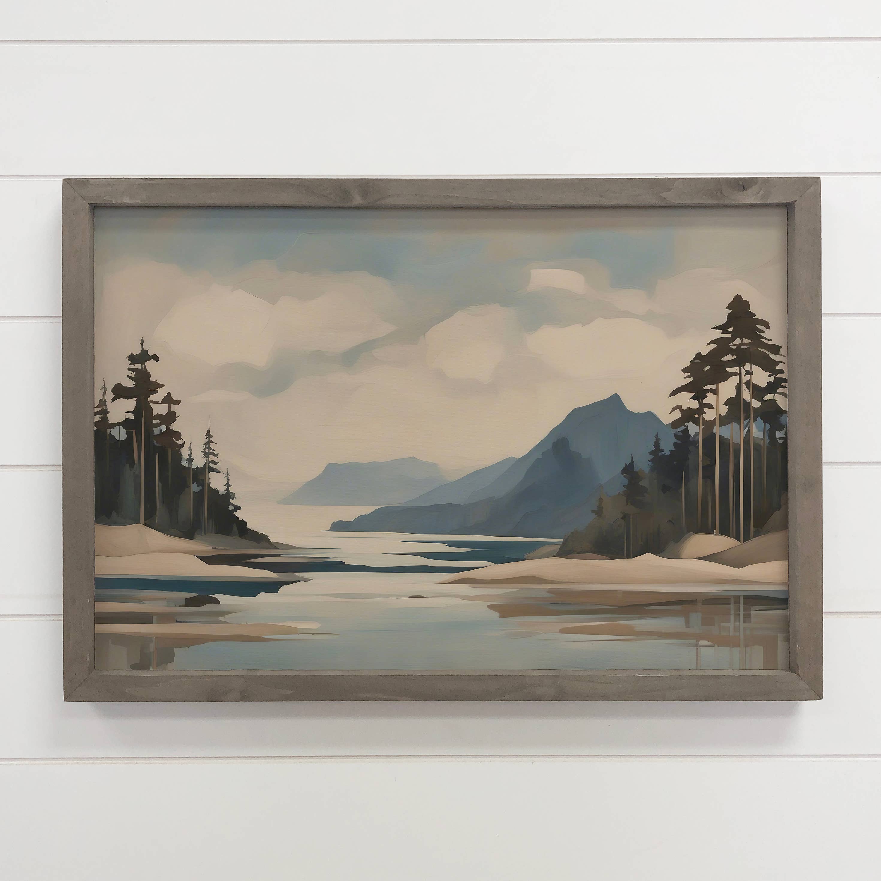 Tofino Midcentury Modern Painting - Framed Nature Canvas Art