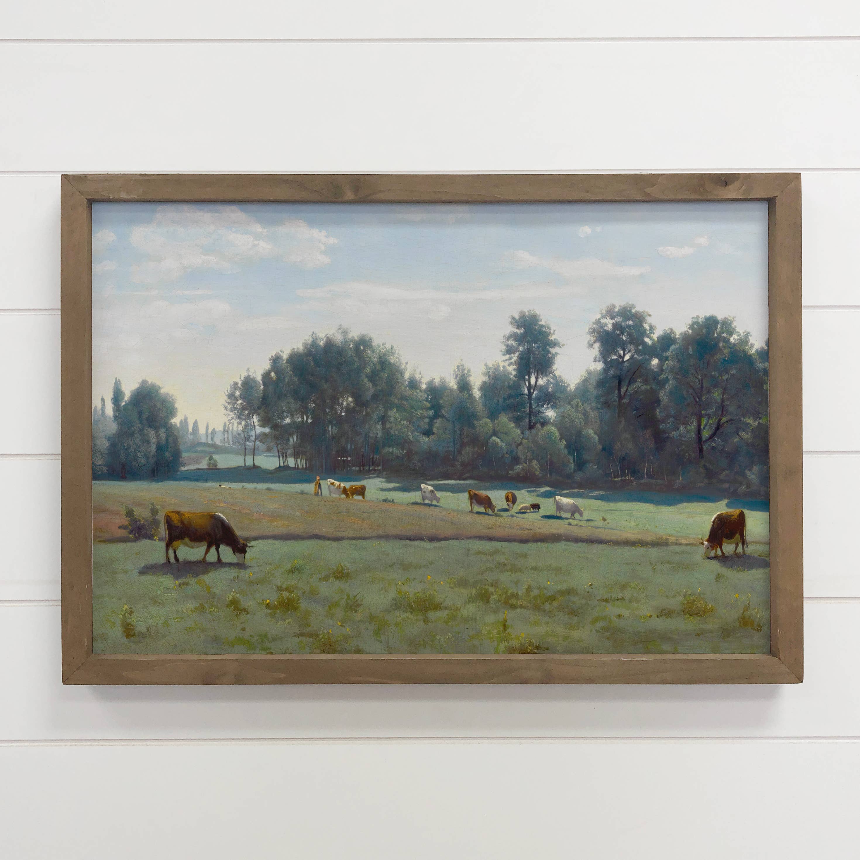 Cows on the Pasture - Farmhouse Canvas Art - Wood Framed Art