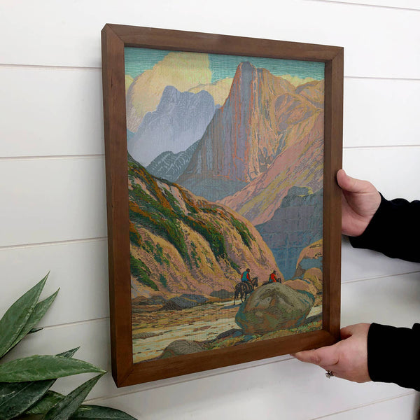 Grand Canyon Mules - Landscape Canvas Art - Wood Framed