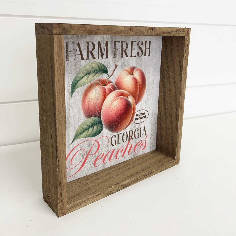 Farm Fresh Georgia Peaches - Farm Fruit Canvas Art - Framed