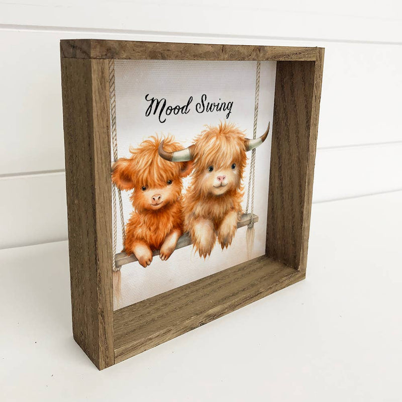 Mood Swing - Cute Baby Animal Wall Art - Wood Framed Decor