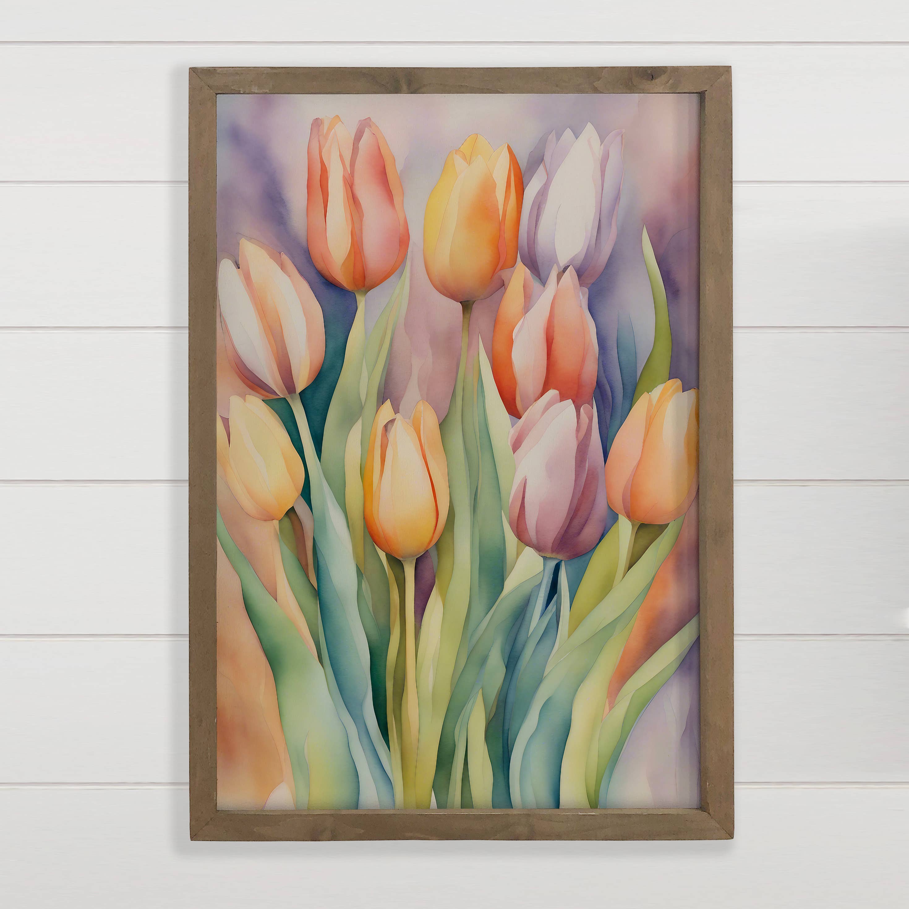 Tulip Rainbow Medley - Tulip Canvas Art - Wood Framed Decor