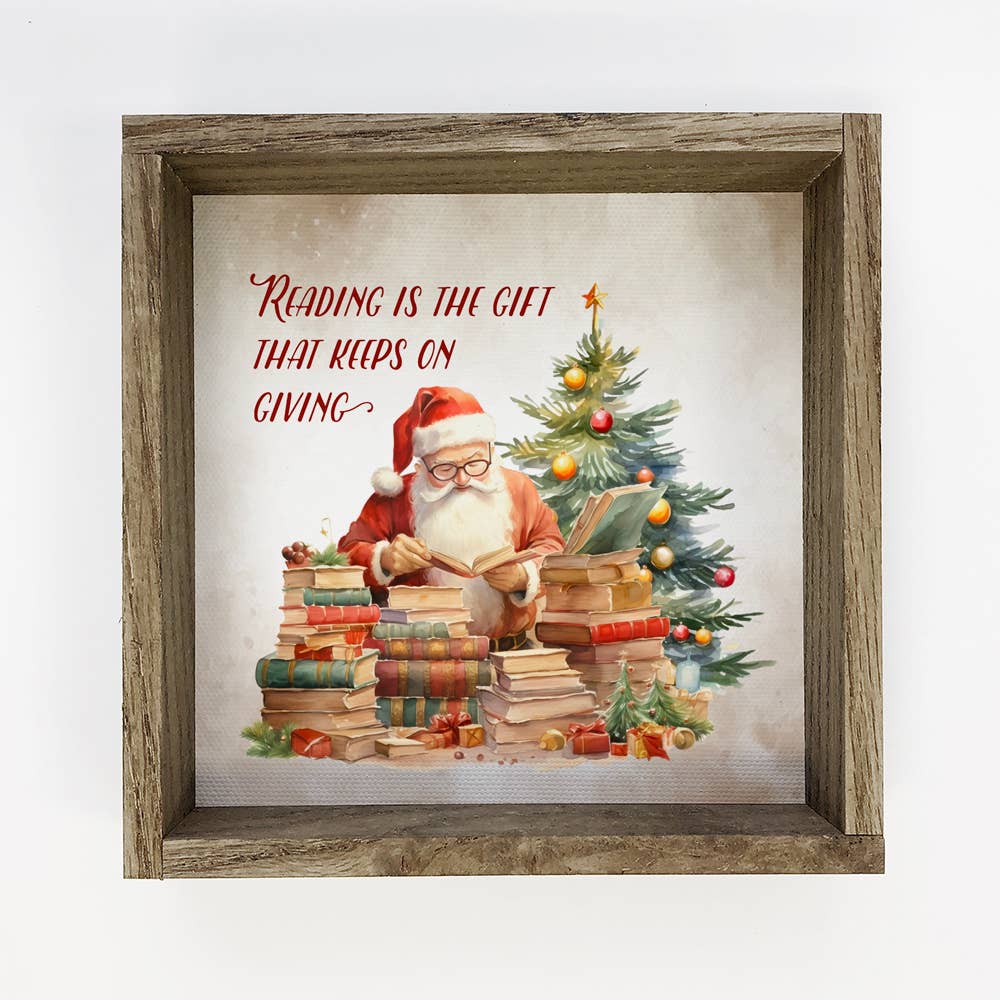 Reading is the Gift That Keeps on Giving - Christmas Canvas