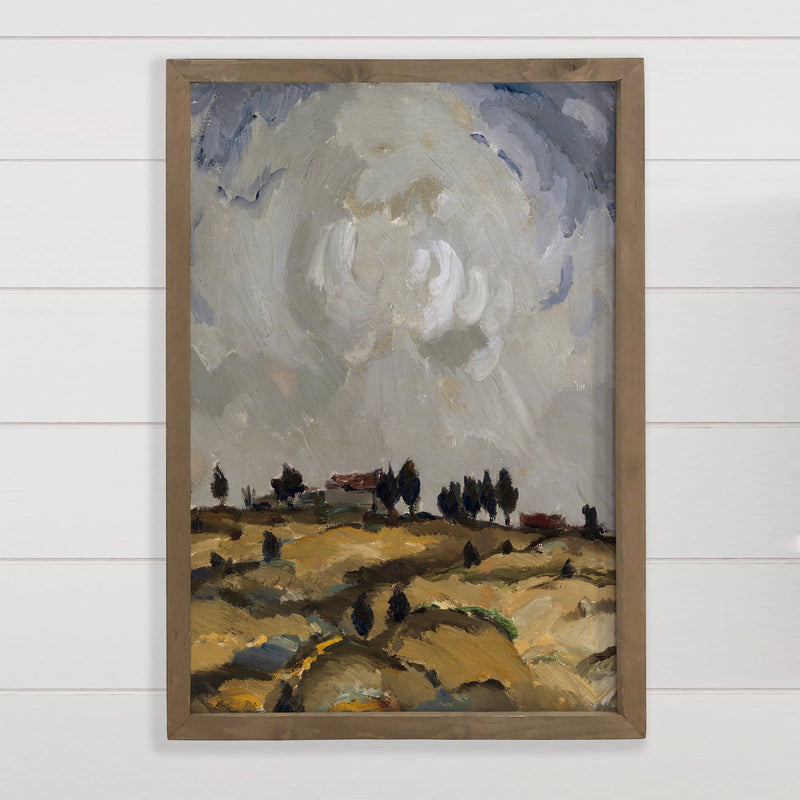 Clouds Over Farm - Farm Landscape Canvas Art - Wood Framed