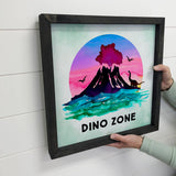 Dino Volcano "DINO ZONE" Small Shelf Sitting Canvas Sign