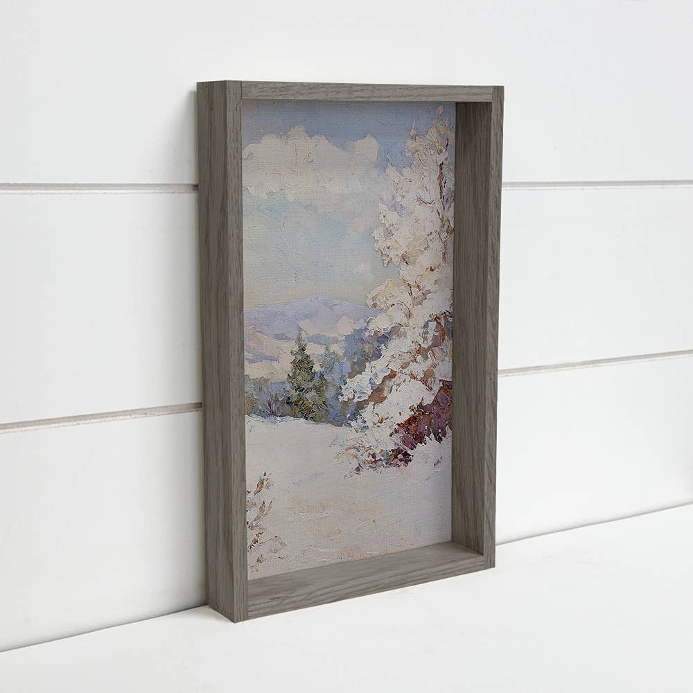Snow Covered Trees - Mountain Landscape Canvas Art - Framed