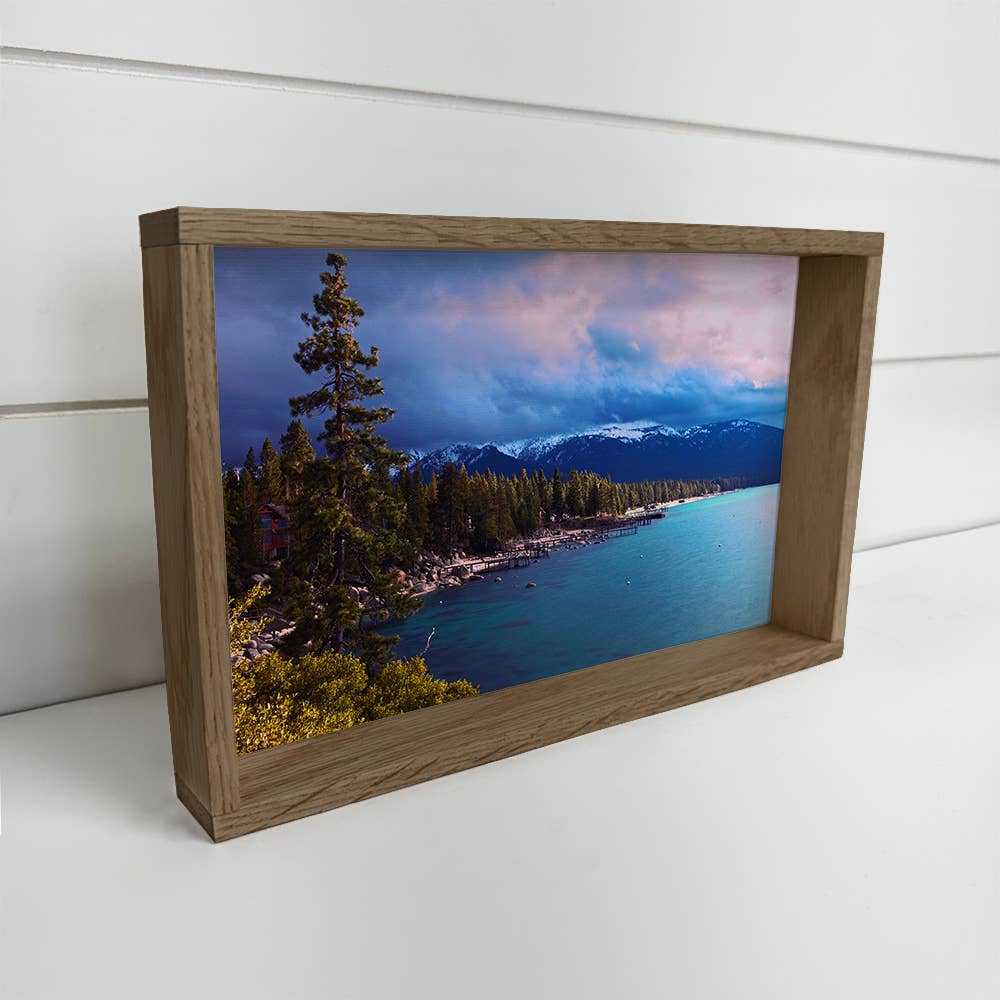 Lake Tahoe Purple Sky - Mountain Landscape Canvas Art