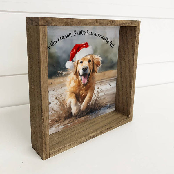 Golden Retriever Naughty List - Funny Animal Wall Art