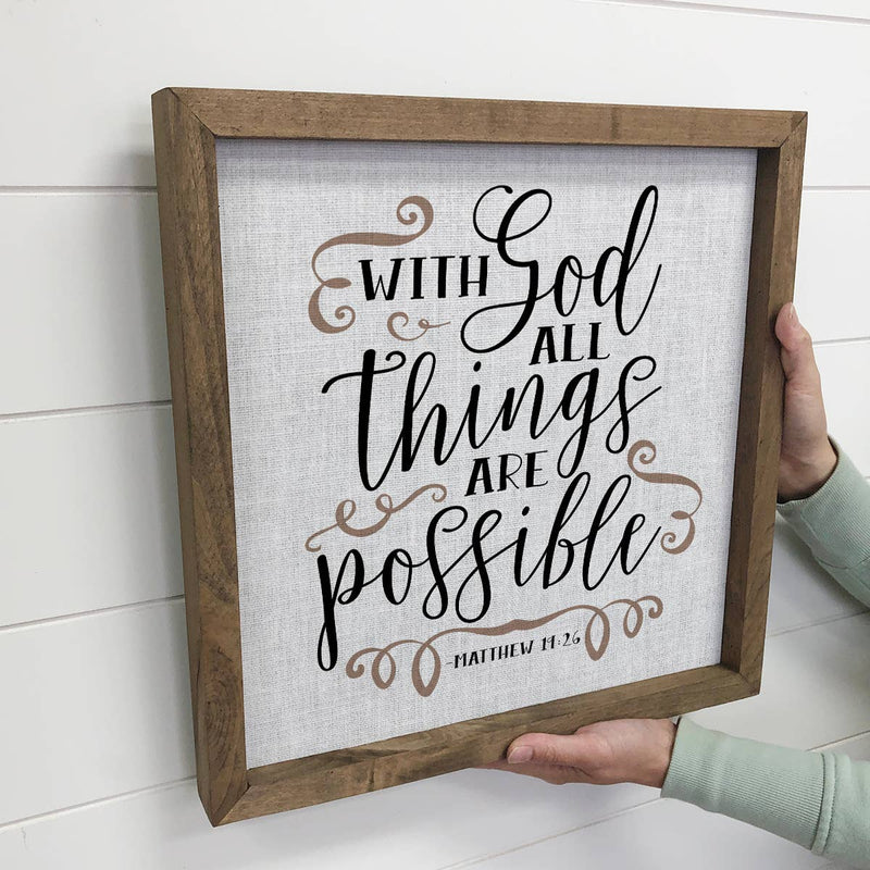 With God All Things Are Possible Wall Art - Scripture Canvas