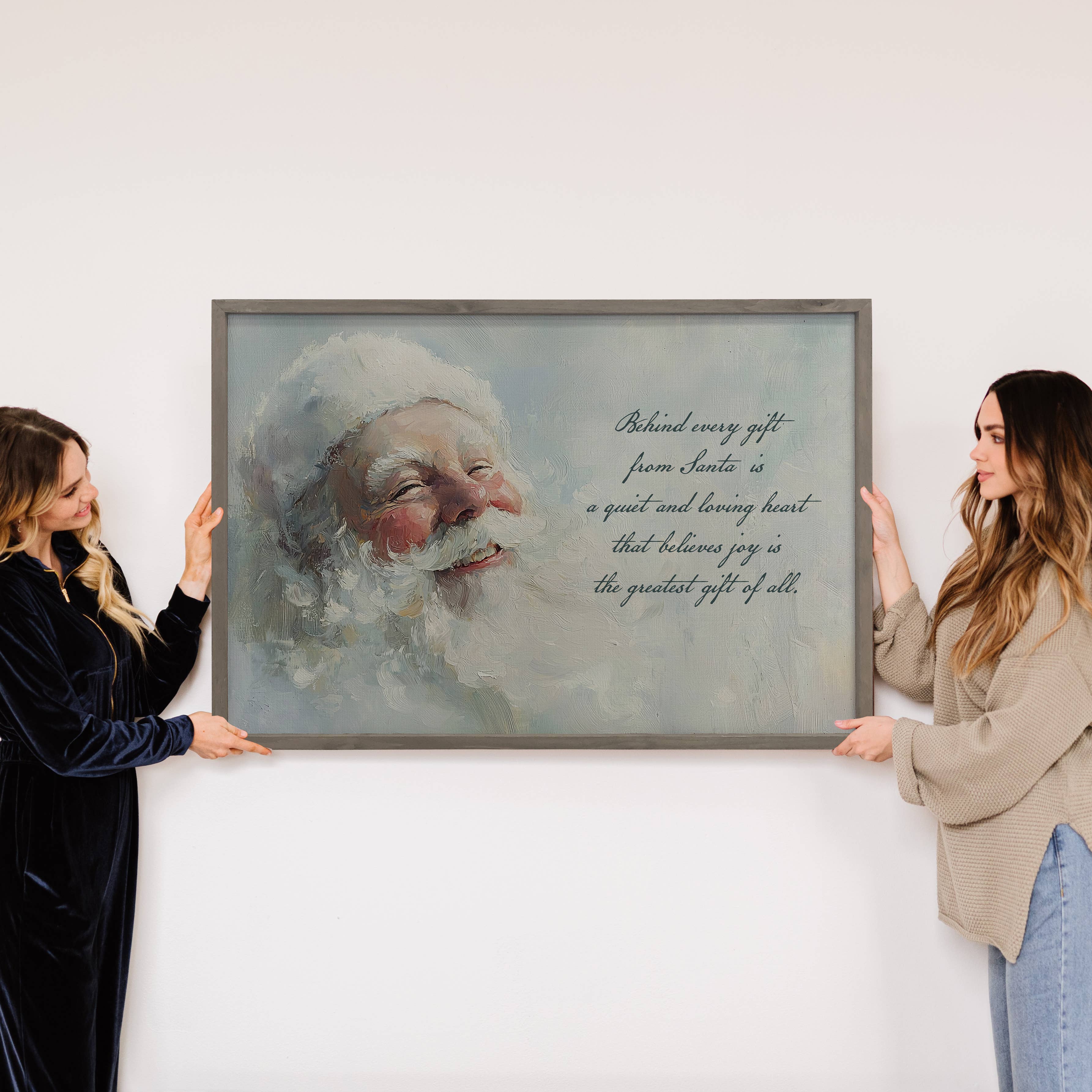 Behind Every Gift From Santa - Santa Canvas Art - Framed Art