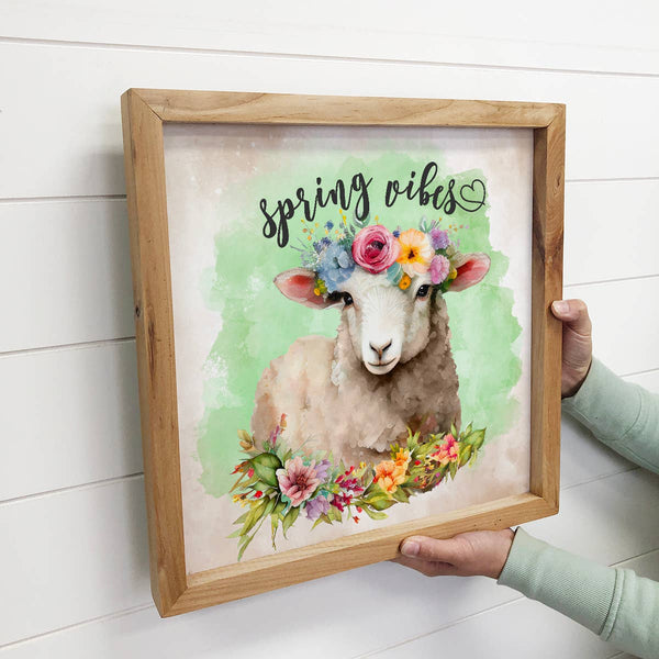Spring Vibes Sheep - Spring Watercolor - Cute Sheep Painting