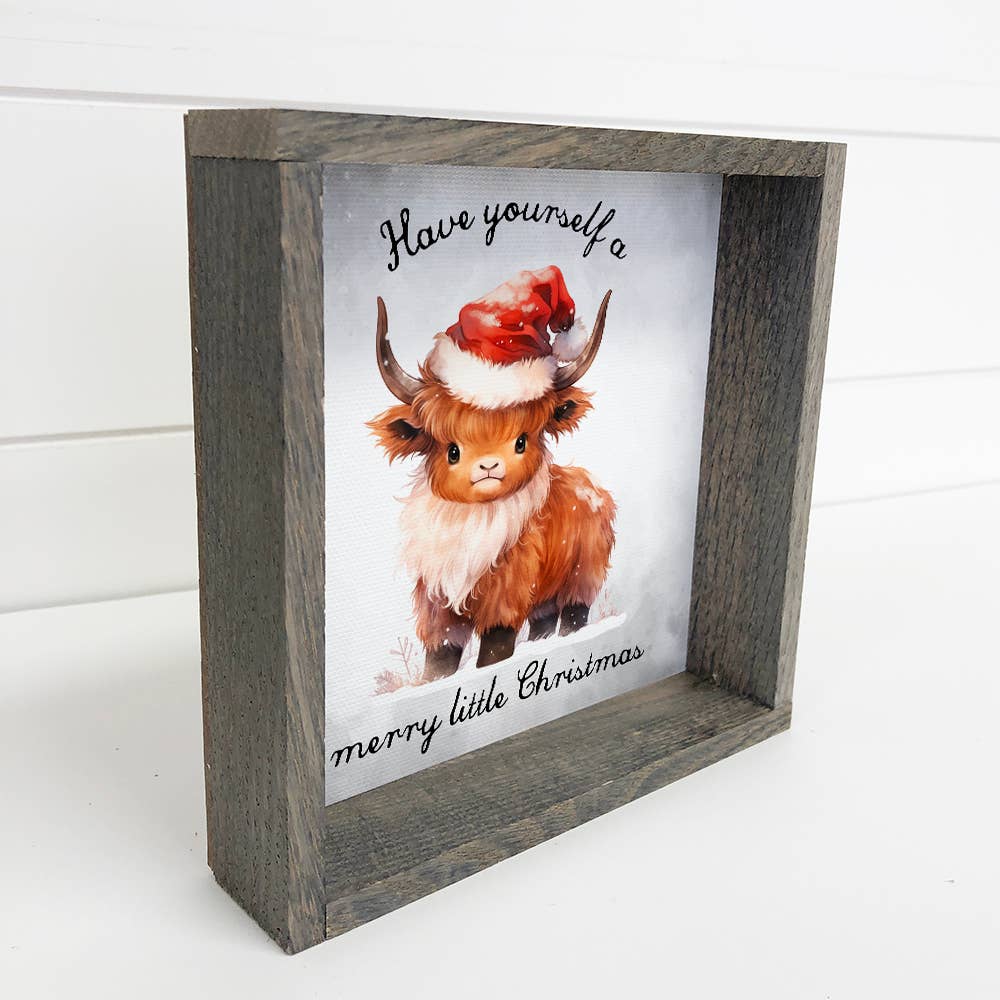 Merry Little Christmas Highland Cow - Animal Holiday Art