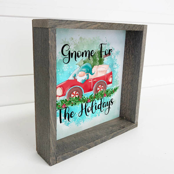 Gnome for the Holidays Fun Christmas Art Wood Frame Sign