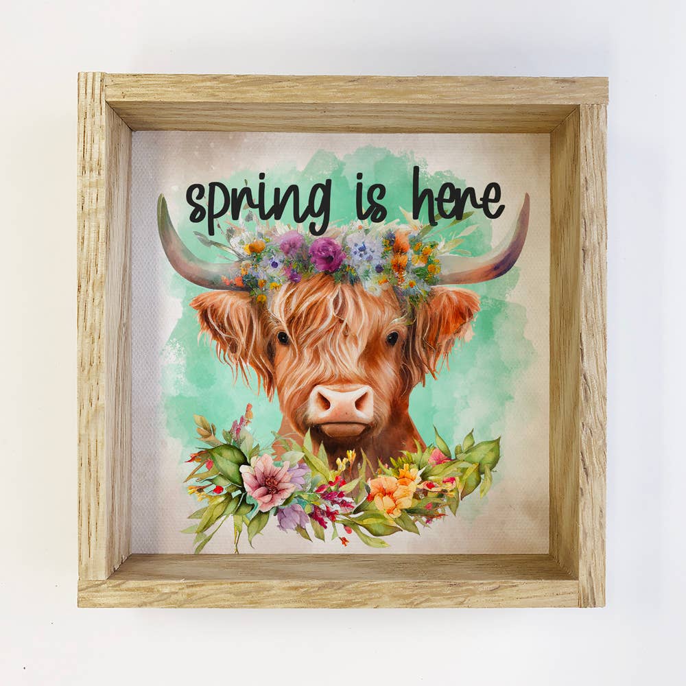Spring Is Here Highland Cow - Cute Baby Cow - Spring Art – Hangout Home