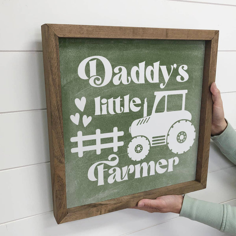 Green Tractor Wood Sign - Daddy's Little Farmer