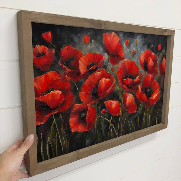 Red Poppies Painting - Nature Canvas Art - Wood Framed Decor