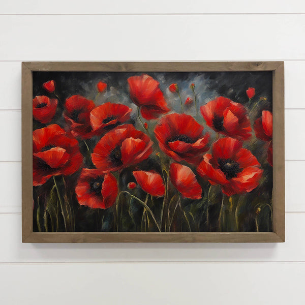 Red Poppies Painting - Nature Canvas Art - Wood Framed Decor