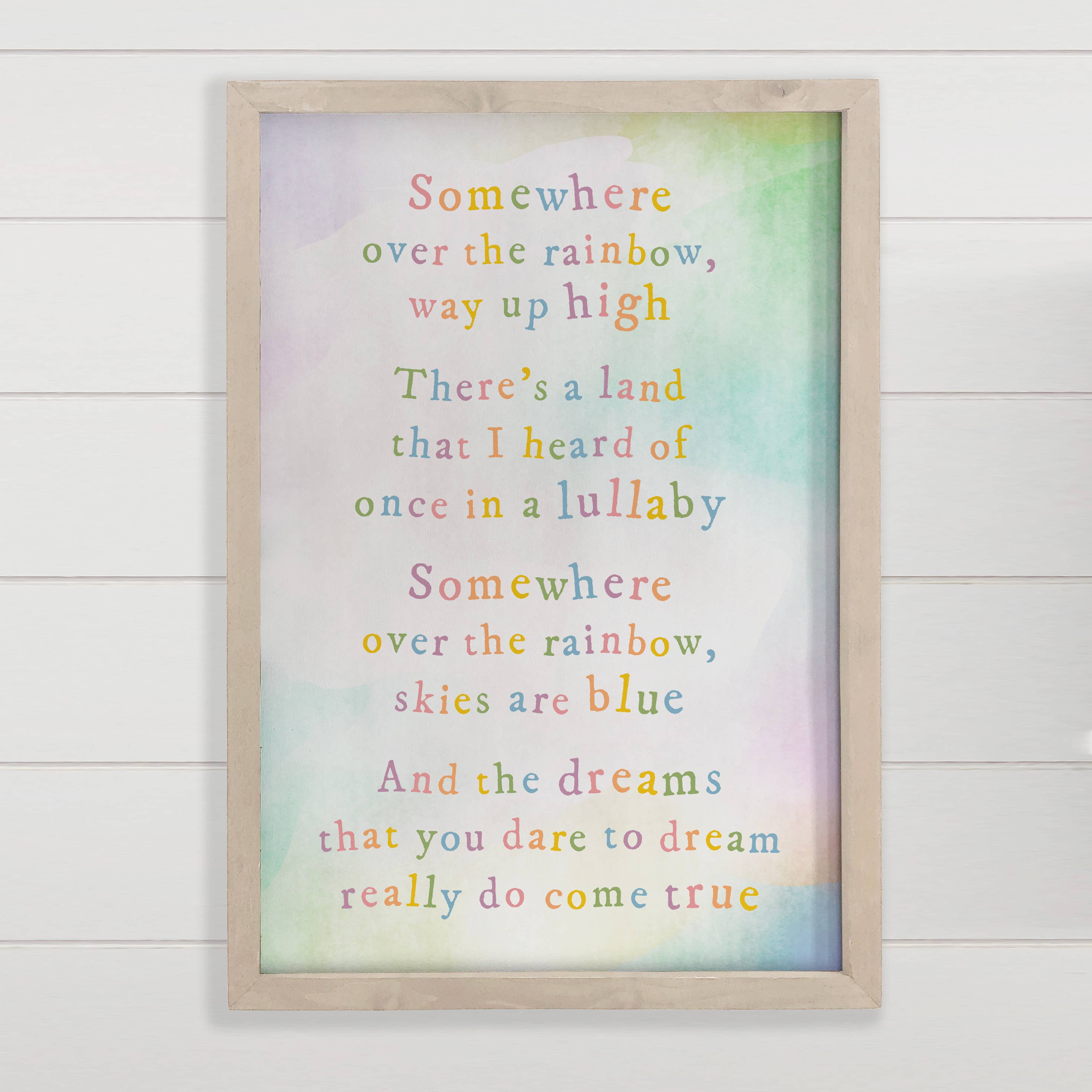 Somewhere Over the Rainbow - Song Quote Canvas Art - Framed