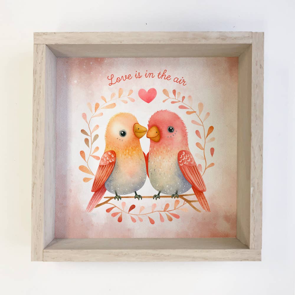 Love is in the Air Love Birds - Cute Valentines Day Wall Art