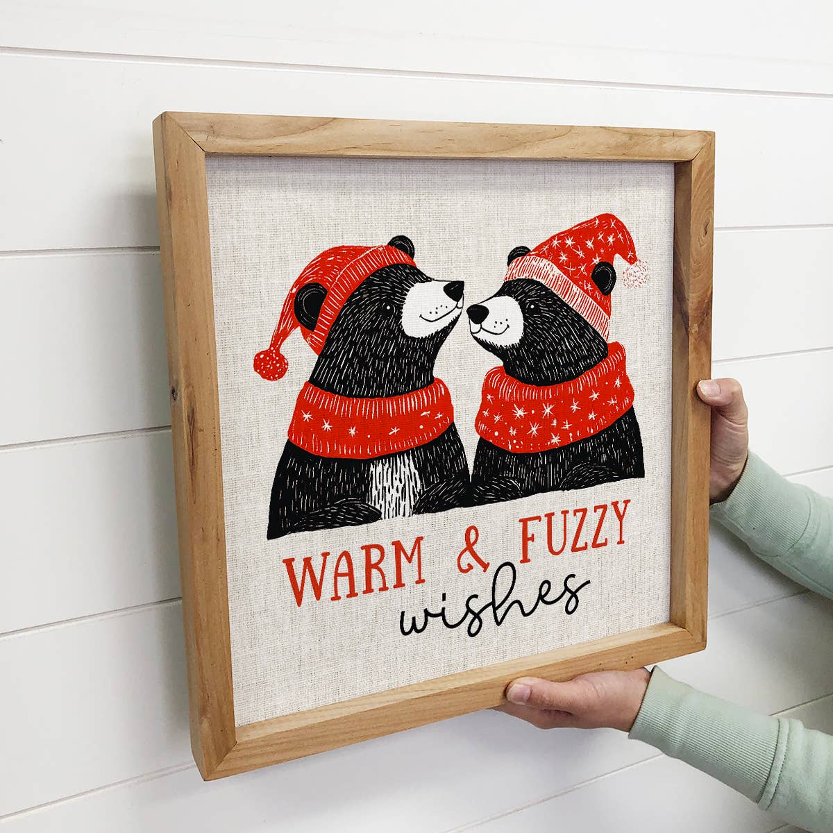 Warm and Fuzzy Wishes - Holiday Canvas Art - Wood Framed Art