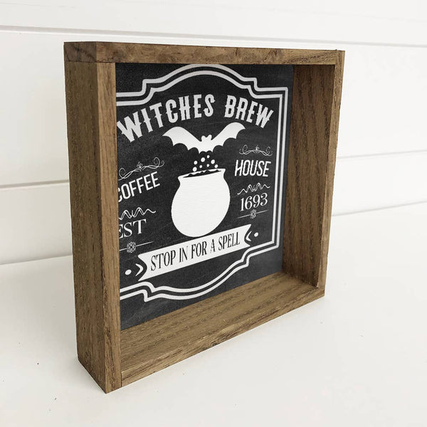 Witches Brew Coffee - Cute Halloween Sign - Canvas Frame Art